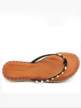 New Elie Tahari Cognac Studded Womens Patsi Padded Flip Flop Sandals NWT